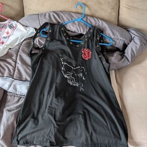 Black Skull Graphic Tank Top